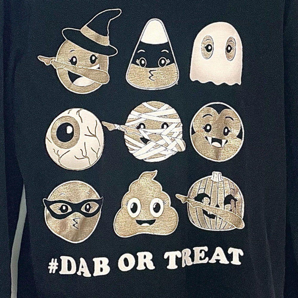 4/$20💥Halloween #Dab or Treat Emoji Tee, Gold Glitter, Pumpkin Skeleton Vampire